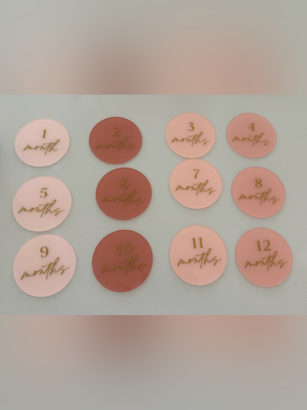 Baby Milestone Monthly Acrylic Discs - Pink & Dusty Rose
